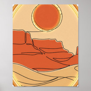 Poster Terracotta Sol do Deserto — Arte Linear Minimalist