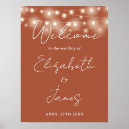 Poster Terracotta String Lights Weding Sinal de Boas-vind