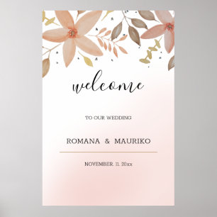 Poster Terracotta Watercolor Floral, Elegante