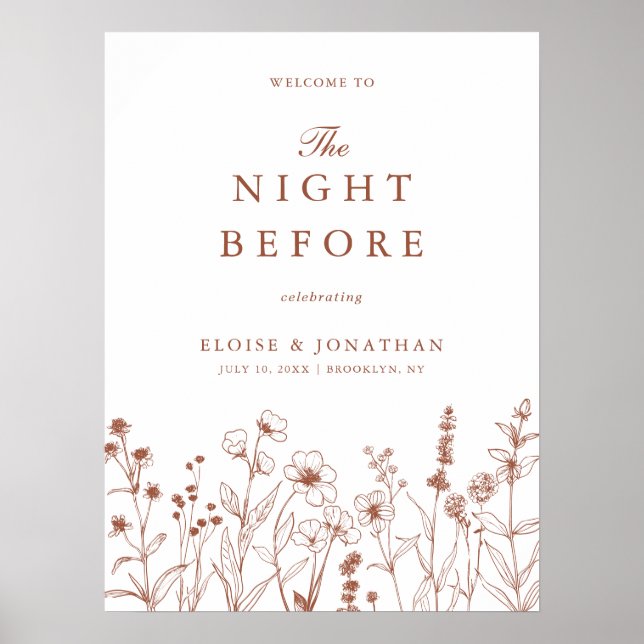 Poster Terracotta Wildflower Bem-vindo à Noite Antes (Frente)