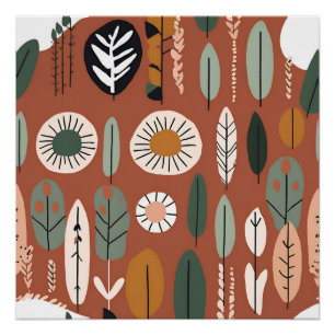 Pôster Terracotta Wildflower Boho Primavera Wall Art Russ