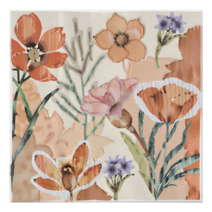 Pôster Terracotta Wildflower Rustic Boho Wall Art