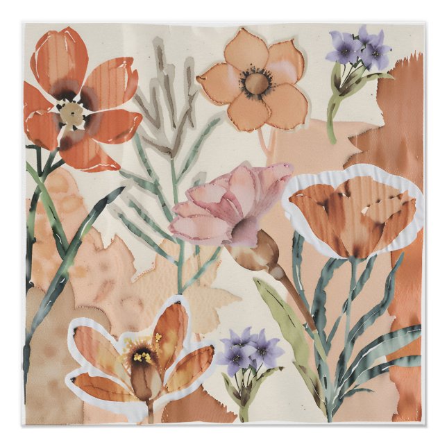 Pôster Terracotta Wildflower Rustic Boho Wall Art (Frente)