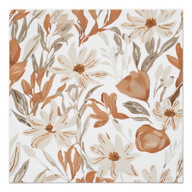 Pôster Terracotta Wildflower Rustic Boho Wall Art (Frente)