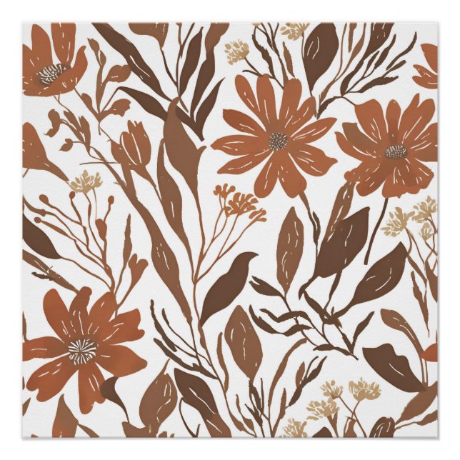 Pôster Terracotta Wildflower Rustic Boho Wall Art (Frente)