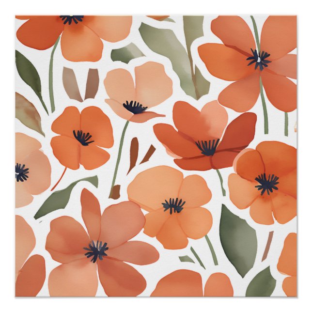 Pôster Terracotta Wildflower Rustic Boho Wall Art (Frente)
