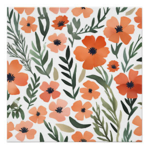 Pôster Terracotta Wildflower Rustic Boho Wall Art