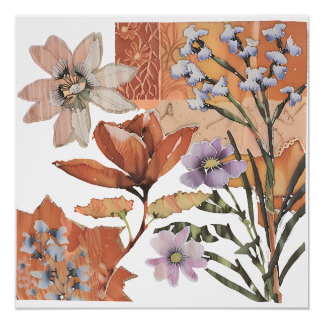 Pôster Terracotta Wildflower Rustic Boho Wall Art (Frente)