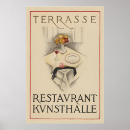Poster Terrasse Restaurant Kunsthalle Vintage Food&Drink
