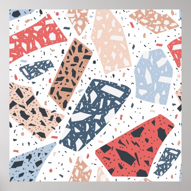 Poster Terrazzo floor marble seamless hand drawn pattern  (Frente)