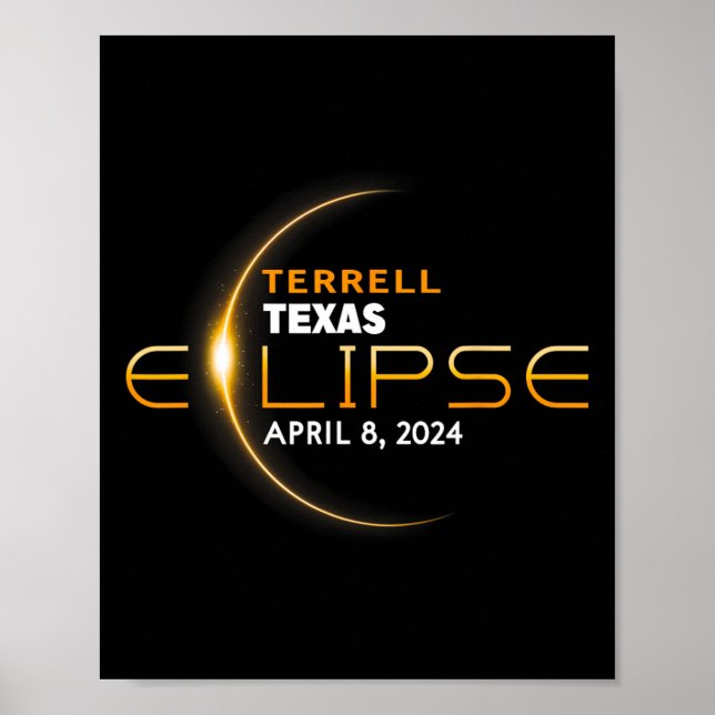 Poster Terrell Texas Total Solar Eclipse 2024 (Frente)