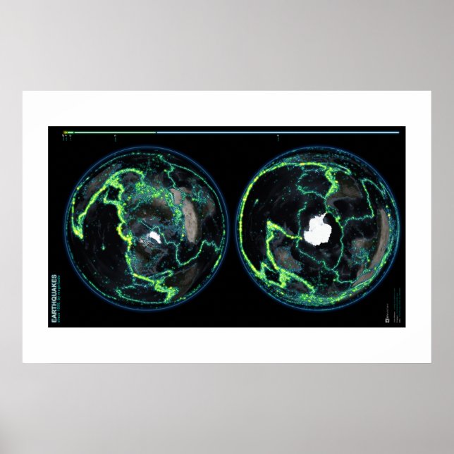 Pôster Terremotos desde 1898, visão global (Frente)