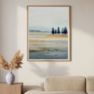 Poster Terreno Aberto com Ilha Distante Minimal Abstrato