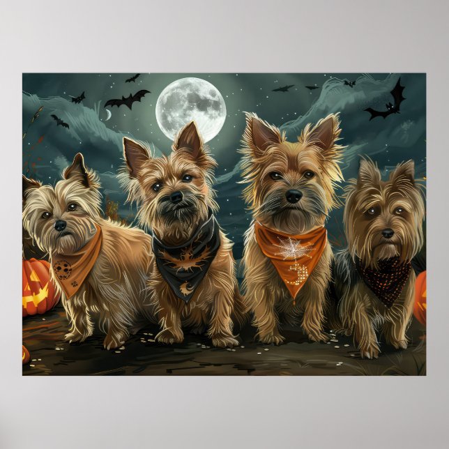 Poster Terrier Australiano Halloween Assustador (Frente)