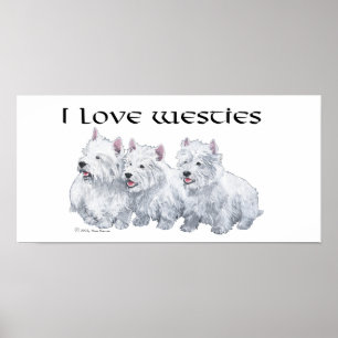 Poster Terrier Branco do West Highland, Amo Westies