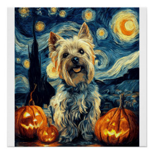Pôster Terrier de Yorkshire Yorkie Cachorro de van gogh n