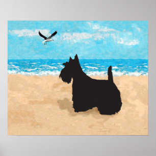 Pôster Terrier Escocês e Gaivota