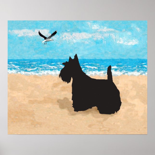 Pôster Terrier Escocês e Gaivota (Frente)