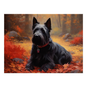 Pôster Terrier escocês nas folhas de outono é inspirado