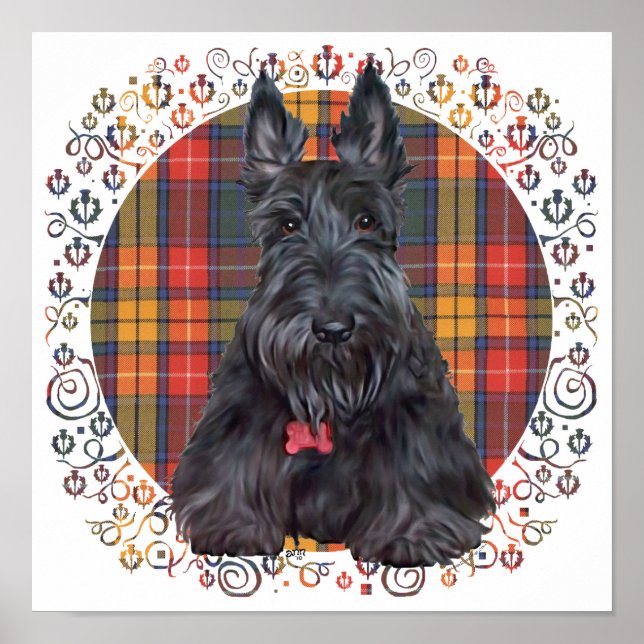 Pôster Terrier escocês no Tartan (Frente)