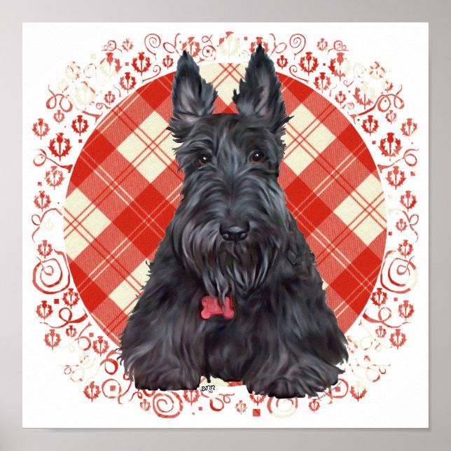 Pôster Terrier escocês no Tartan (Frente)