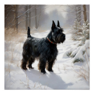 Pôster Terrier escocês que deixe nevar o Natal