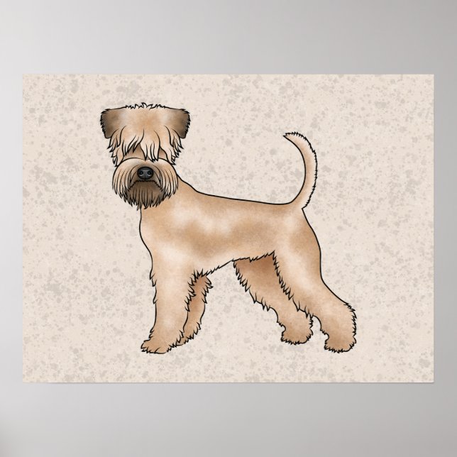Poster Terrier Wheaten de Capa Macia em Pé sobre Fundo Be (Frente)