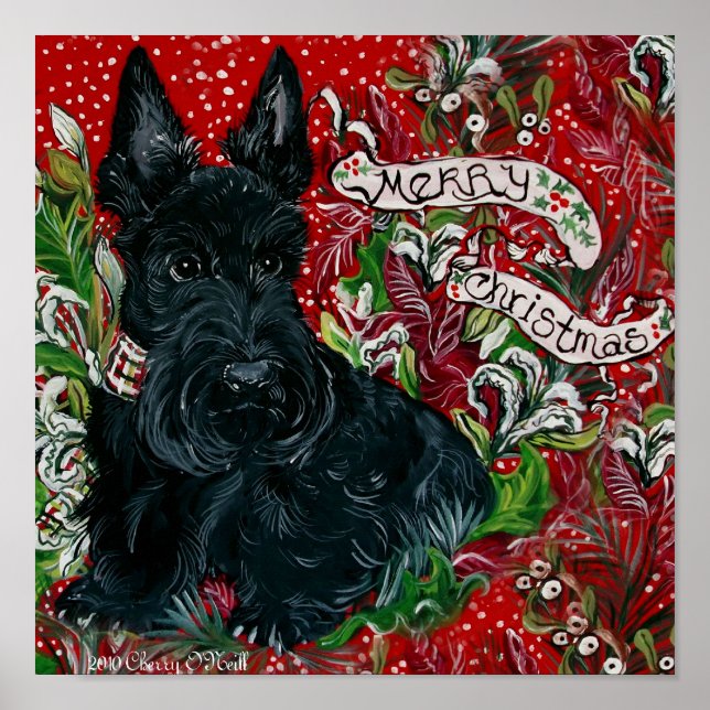 Pôster Terrier Xmas escocês (Frente)