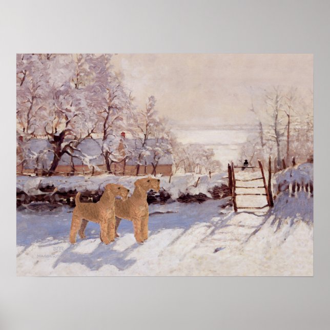 Pôster Terriers Irlandeses no Inverno (Frente)