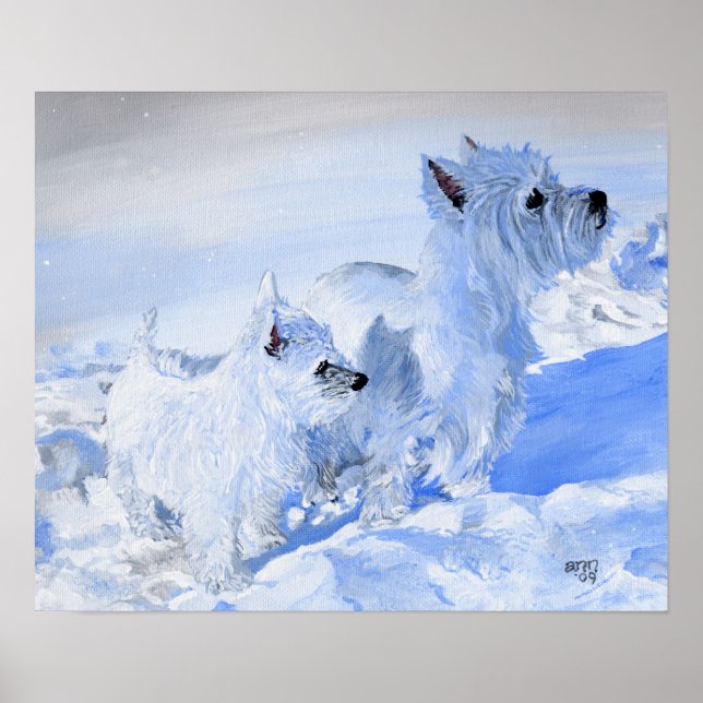 Poster Terriers West Highland White na Neve (Frente)