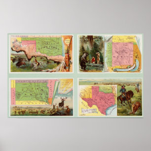 Pôster Território Indiano, Novo México, Dakota do Sul, Te