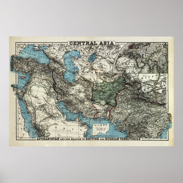 Pôster Territórios Britânicos e Russos do Afeganistão (Frente)
