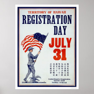 Pôster Territory of Hawaii Registration Day - Chinese