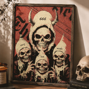 Poster Terror Oculto Sete Pecados Capitais Esqueleto Diab