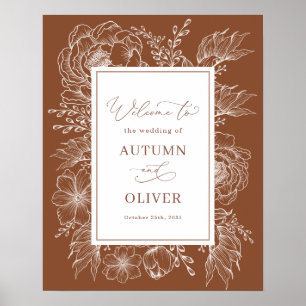 Poster Terthy Boho Botânico Terracotta Wedding Welcome