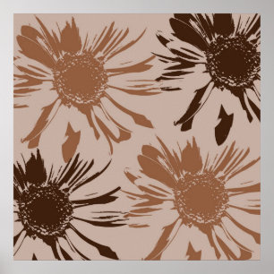 Pôster Terthy Brown Gerbera Flowers