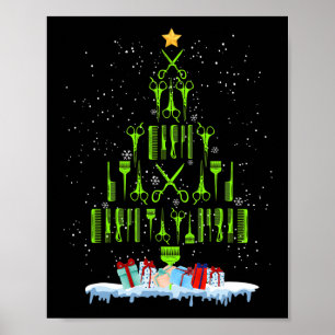 Poster Tesoura Cabelo Árvore de Natal Engraçado Hairstyli