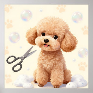 Poster Tesoura de Aparar Bolhas de Cachorrinho Fofinho