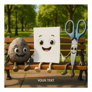 Pôster Tesoura de Papel Fantasy Cute Rock