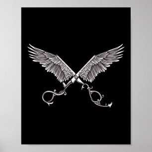 Poster Tesoura legal De Estilos De Cabelo Com Tatuagem De