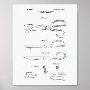 Poster Tesoura Livro Branco sobre a arte de patente de 18