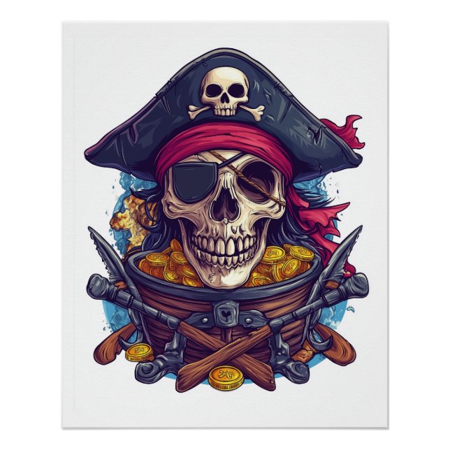 Pôster Tesouro da Caveira Pirata (Frente)