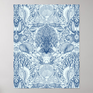 Poster Tesouros de praia em azul