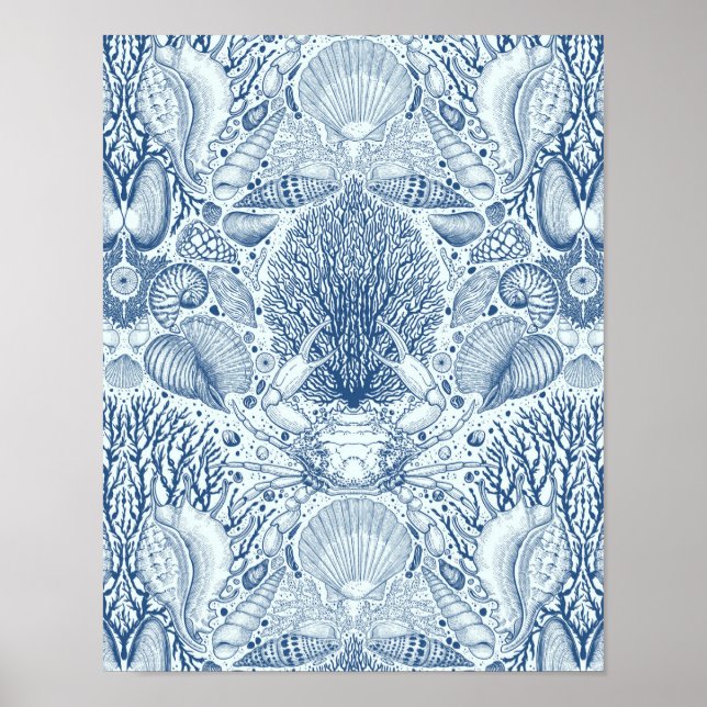 Poster Tesouros de praia em azul (Frente)