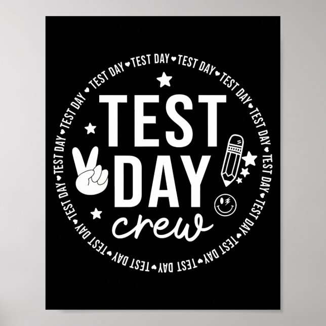 Poster Test Day Crew Funny Testing Teacher School (Frente)