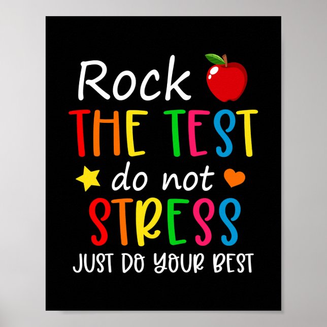 Poster Test Day Rock The Test Teacher Do Not Stress (Frente)
