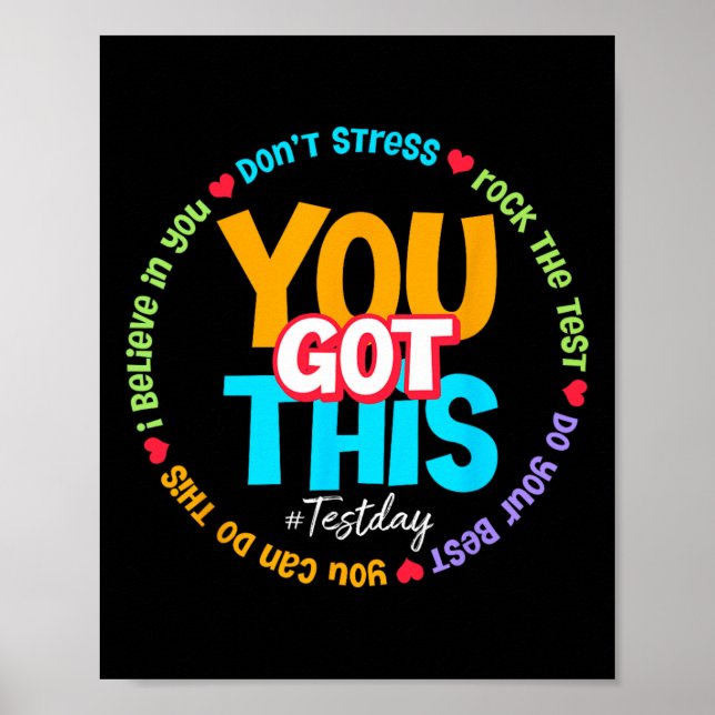 Poster Test Day Rock The Test Teacher Testing Day You Got (Frente)