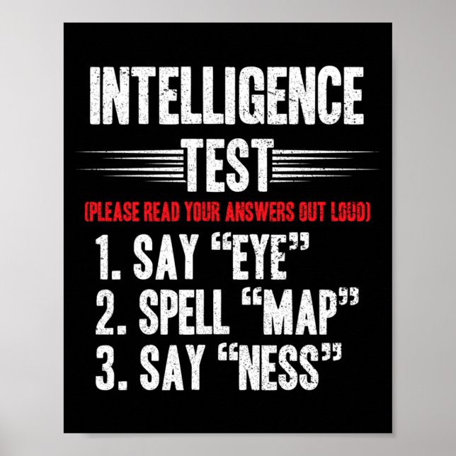Poster Teste de Inteligência Masculina Diz Olho M A P Nes (Frente)
