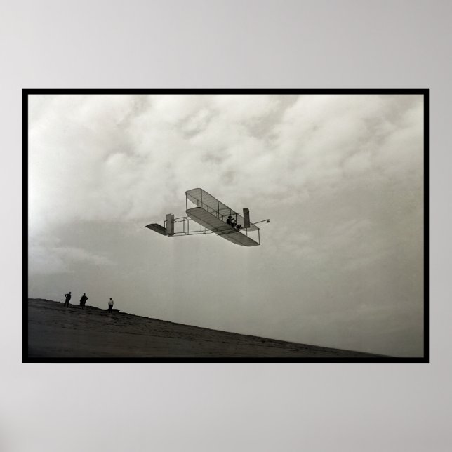 Poster Teste de Voo de Planador Aviação Irmãos Wright (Frente)