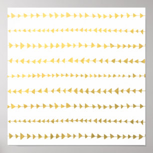 Pôster Teste padrão branco das setas da folha Dourado do